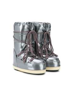 Moon Boot Kids САПОГИ ICON JUNIOR SILVER VINYL