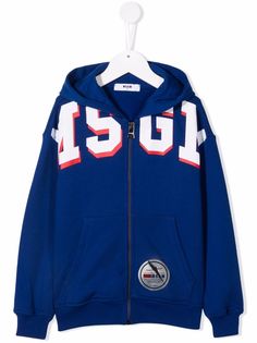 MSGM Kids худи на молнии с логотипом
