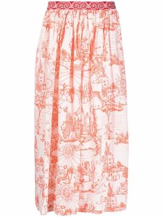 Le Sirenuse плиссированная юбка миди с узором