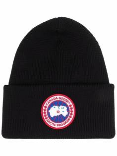 Canada Goose шапка бини с нашивкой-логотипом