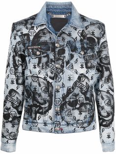 Philipp Plein джинсовая куртка с декором Skull