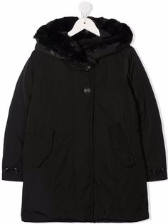 Woolrich Kids пальто с капюшоном и искусственным мехом