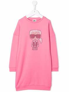 Karl Lagerfeld Kids платье-толстовка K/Ikonik с логотипом