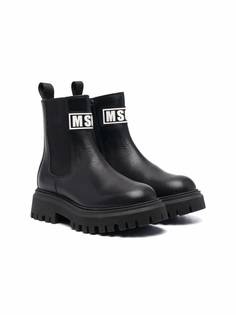 MSGM Kids ботинки челси с нашивкой-логотипом