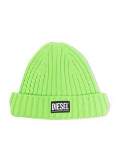 Diesel Kids шапка бини в рубчик с нашивкой-логотипом