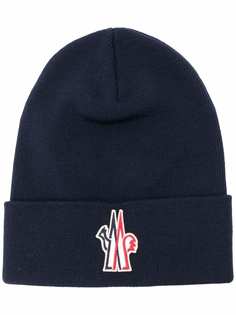 Moncler Grenoble шерстяная шапка бини с нашивкой-логотипом
