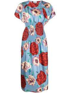 Salvatore Ferragamo шелковое платье миди с цветочным принтом