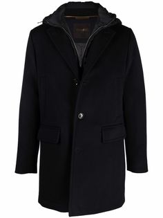 Moorer однобортное пальто с капюшоном