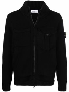 Stone Island кардиган на молнии с нашивкой-логотипом