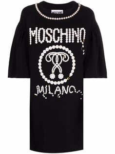 Moschino платье-футболка с искусственным жемчугом