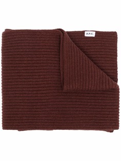 A.P.C. шарф в рубчик с логотипом