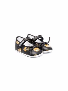 Moschino Kids балетки на липучках с логотипом