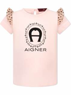Aigner Kids футболка с оборками и логотипом