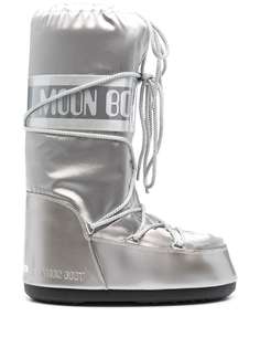 Moon Boot Kids САПОГИ ICON JUNIOR GLANCE SILVER SATIN