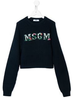 MSGM Kids джемпер вязки интарсия с логотипом