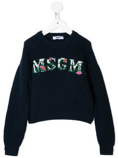 MSGM Kids джемпер вязки интарсия с логотипом