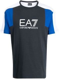 Ea7 Emporio Armani футболка в стиле колор-блок с логотипом