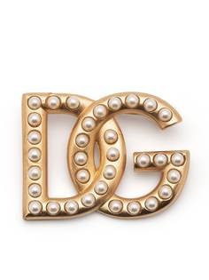 Dolce & Gabbana брошь в виде логотипа DG с искусственным жемчугом