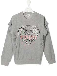 Kenzo Kids толстовка с вышитым логотипом и оборками