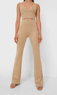 Stradivarius Брюки Клеш Из Мягкой Ткани Бежевый Xs