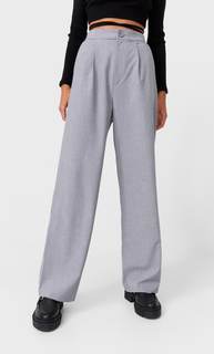 Stradivarius Брюки С Широкими Штанинами Темно-Серый 40