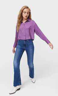 Stradivarius Укороченная Рубашка Из Сатина Multicolor S