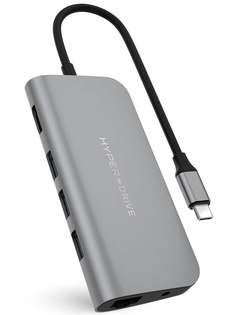 Хаб USB HyperDrive Power 9-in-1 USB-C Hub Grey HD30F-GREY