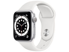 Умные часы Apple Watch Series 6 GPS 40мм Aluminum Case with Sport Band, серебристый/белый