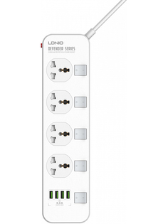 Сетевой фильтр Ldnio SC4408 4xUSB / 4 Sockets 2m White LD_B4610