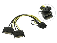 Аксессуар Кабель переходник питания Akasa SATA Power to 6+2pin PCIe 15cm AK-CBPW19-15