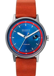 Швейцарские наручные мужские часы Skagen SKW6755. Коллекция Leather