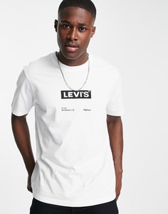 Белая футболка свободного кроя с фирменной надписью в квадрате по центру Levis-Белый