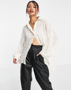 Свободная рубашка из фактурной полупрозрачной ткани Glamorous-Белый