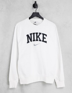 Белый флисовый oversized-свитшот в стиле унисекс с логотипом Nike