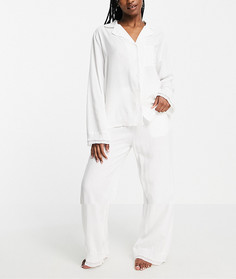 Белая хлопковая пижама с оборками Night-Белый