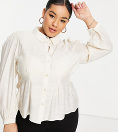 Шелковая блузка кремового цвета с приталенным силуэтом Vero Moda Curve-Белый