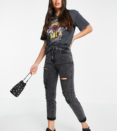 Черные выбеленные джинсы в винтажном стиле с эффектом потертости Parisian Tall-Черный