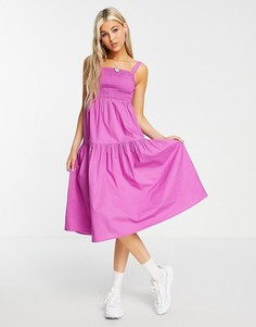 Фиолетовое платье миди со сборками спереди Violet Romance-Фиолетовый цвет