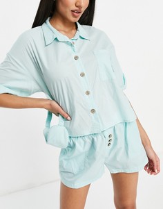 Текстильный пижамный комплект из топа и штанов зеленого цвета Cotton:On-Зеленый цвет