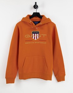 Худи оранжевого цвета с логотипом и принтом щита GANT-Оранжевый цвет
