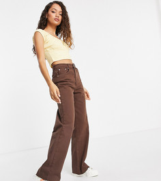 Коричневые винтажные джинсы в стиле 90-х Stradivarius Petite-Коричневый цвет