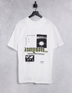 Белая футболка с принтом anomynous на спинке Night Addict-Белый
