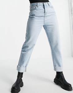 Свободные джинсы прямого кроя с глубокими отворотами выбеленного цвета Urban Bliss-Голубой