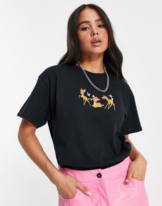 Черная футболка в стиле oversized Skinnydip x Disney Bambi-Черный цвет