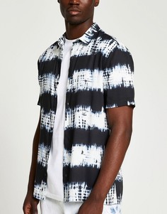Светло-бежевая рубашка с короткими рукавами из ткани пике River Island-Черный цвет