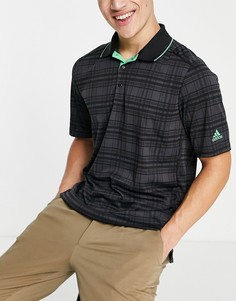 Черная футболка-поло с узором в тон изделия adidas Golf-Черный цвет