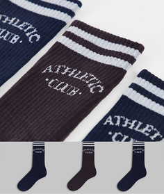 Набор из 3 пар носков темно-синего и черного цветов с логотипом Jack & Jones Originals-Разноцветный