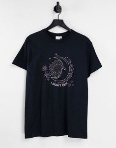 Oversized-футболка черного цвета с принтом солнца и луны Skinnydip-Черный цвет