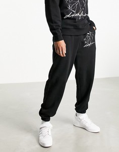 Черные джоггеры в стиле oversized с графическим принтом от комплекта ASOS Dark Future-Черный цвет