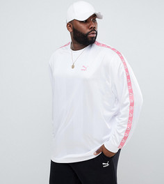 Белый футбольный лонгслив с отделкой лентой Puma PLUS эксклюзивно на ASOS